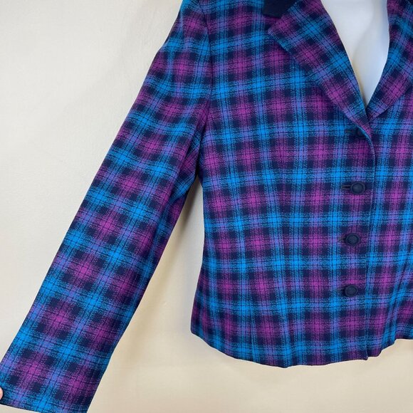 Pendleton Vintage Womens Wool Plaid Blazer Size 14 Corpcore Old Money Jacket - Picture 5 of 14